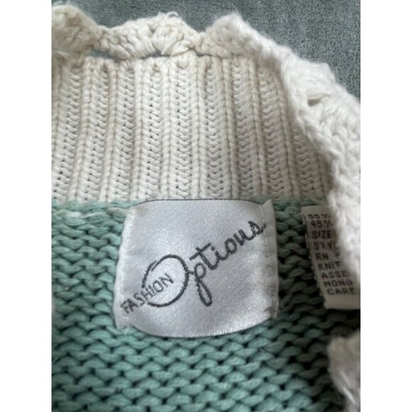 Vintage Fashion Options Sweater Women Large Pastel Geometric Knit Lace Trim Cott - Picture 3 of 13